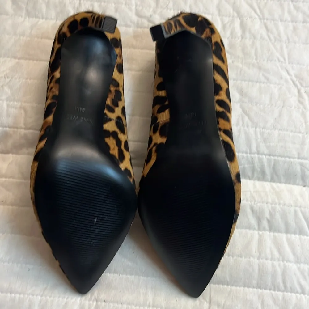Nine West Tatiana leopard cow hair pointed toe pumps nwob - Image 8