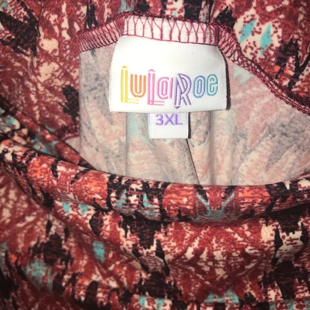 LuLaRoe Skirt Azure Skirt in LEGGINGS MATERIAL Aztec Pattern Sz 3X NWT Red Black - Image 5