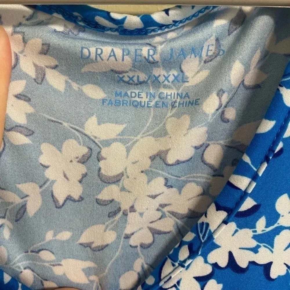 Draper James Floral Ruffle Hem Dress Blue White Size XXL Sleeveless Tank - Image 5
