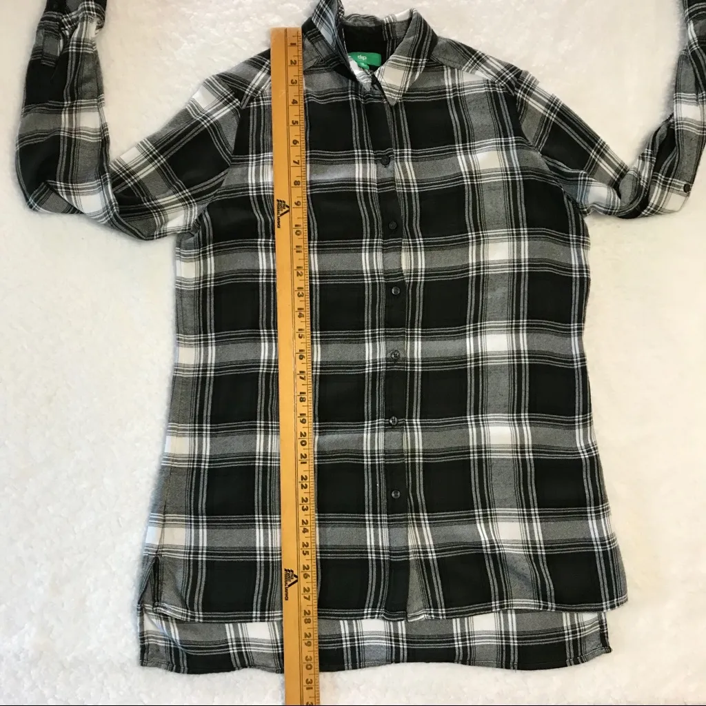 Soft Plaid Long Sleeve‎ Black White Green Shirt Dip Size XS - Image 7