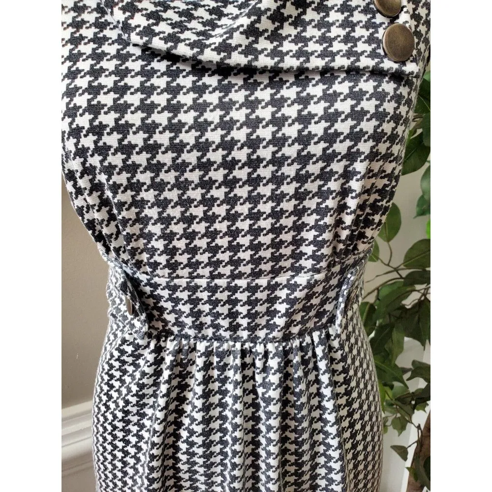 Vintage Lovely Day White & Black Cotton Sleeveless Knee Length Dress X-Small - Image 3