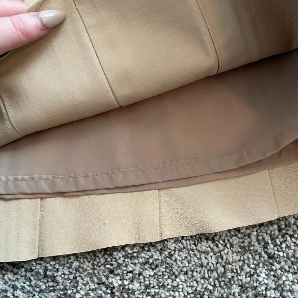 Suedessence tan genuine leather suede pleated midi skirt size 4 - Image 4