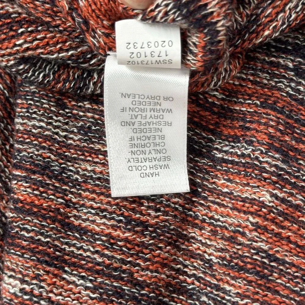 J Jill Sweater Women Medium Petite Orange Black Marled Oversized Bohemian Preppy - Image 8