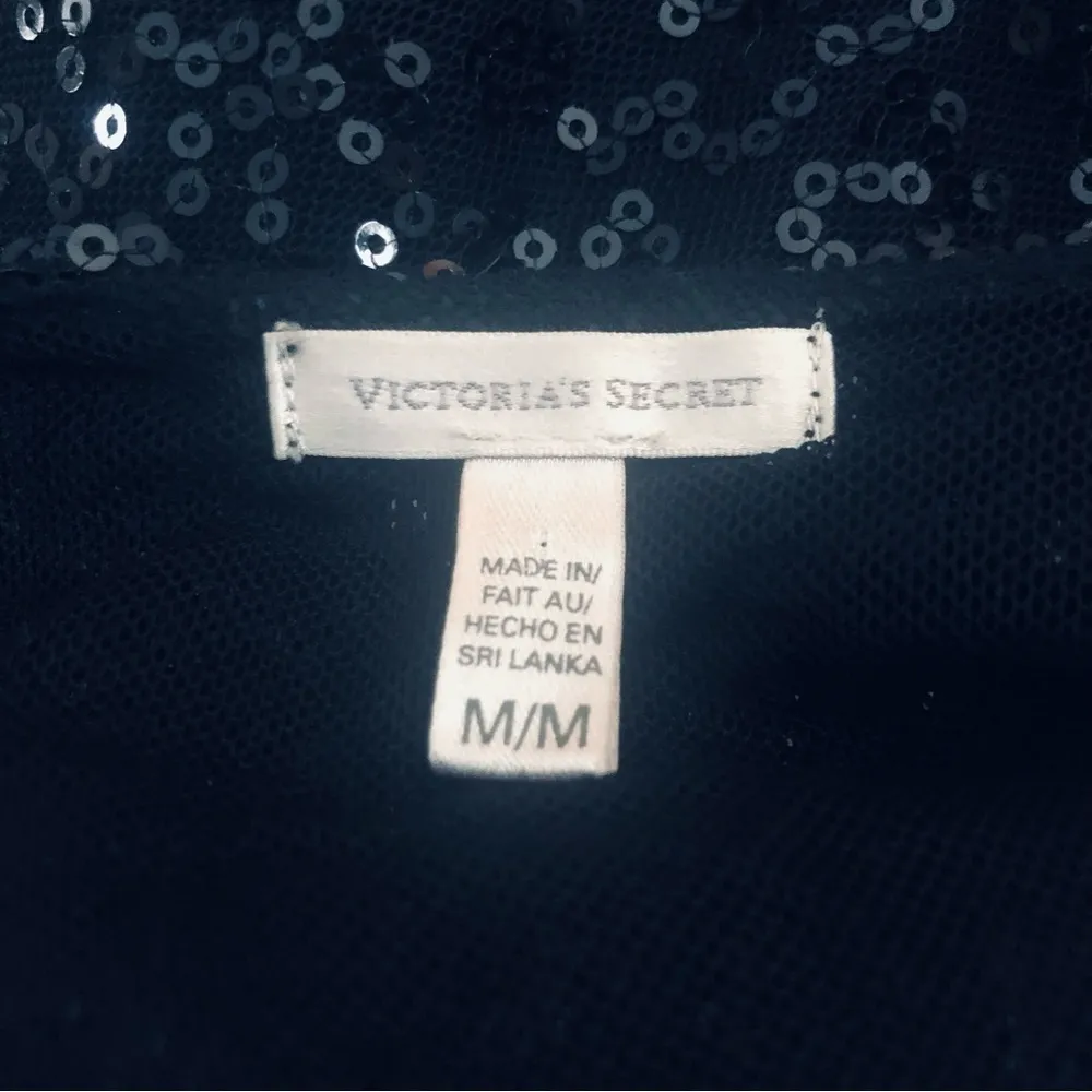 VTG Y2K Victoria’s Secret VS Black Sequin Sparkle Mini Slip Dress M Racerback - Image 8