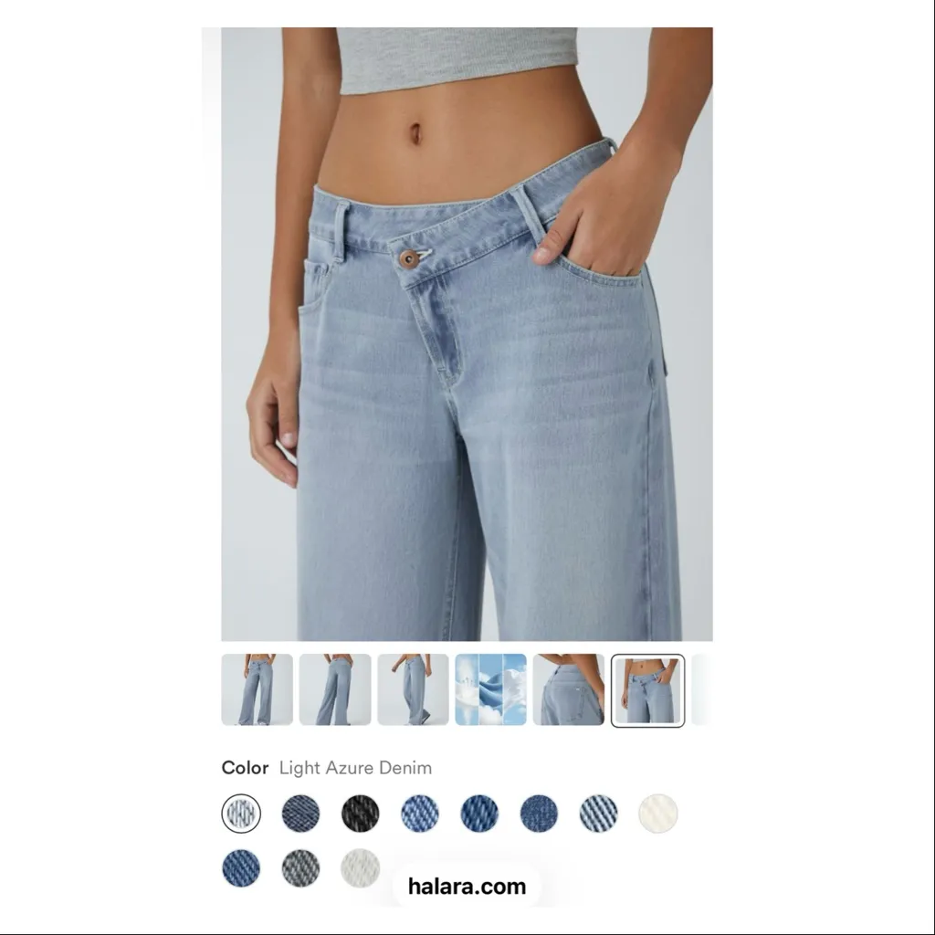 NWT HALARA Flex™ Asymmetric Low Rise Zipper Pockets Baggy Wide Leg Jean - Image 6