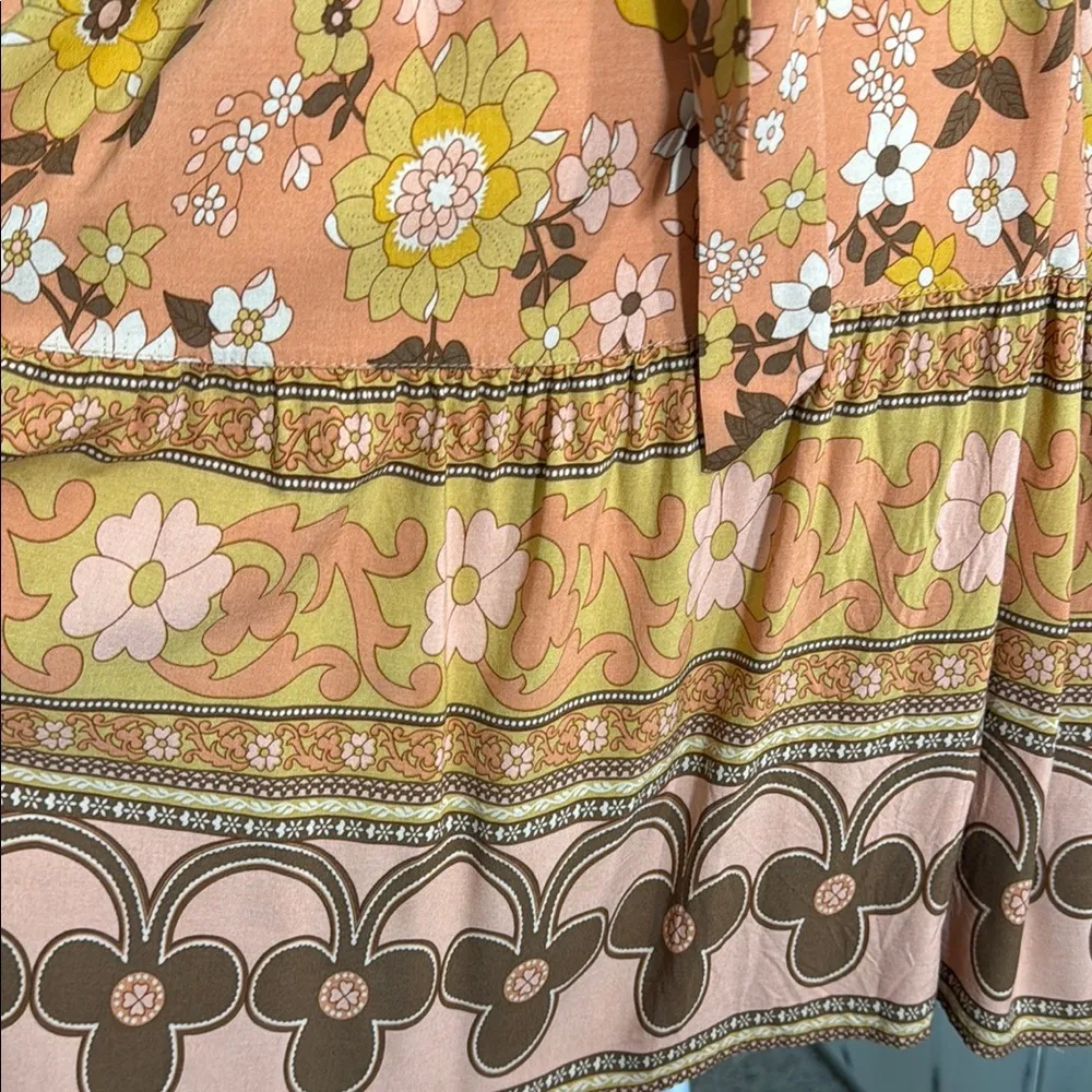 Alt Daly Chic Floral Dress in Peach, orange, brown, yellow floral Orange Size L - Image 8