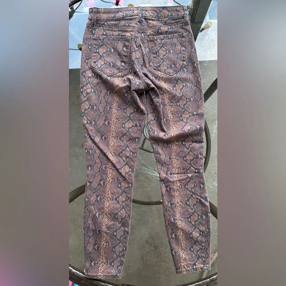 L’AGENCE Margot High Rise Cropped Skinny Python Snake Print Jeans Brown 25 NWOT - Image 9