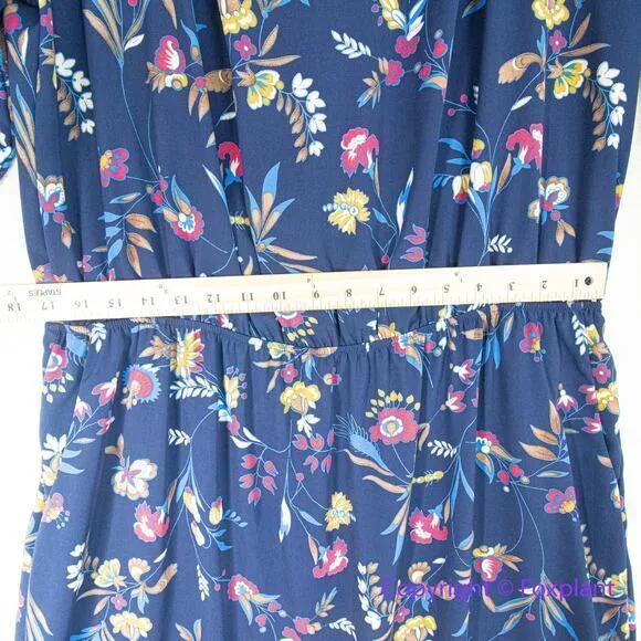 Fraiche by J floral dress‎ navy three quarter sleeve round neck, size 2X Blue - Image 6