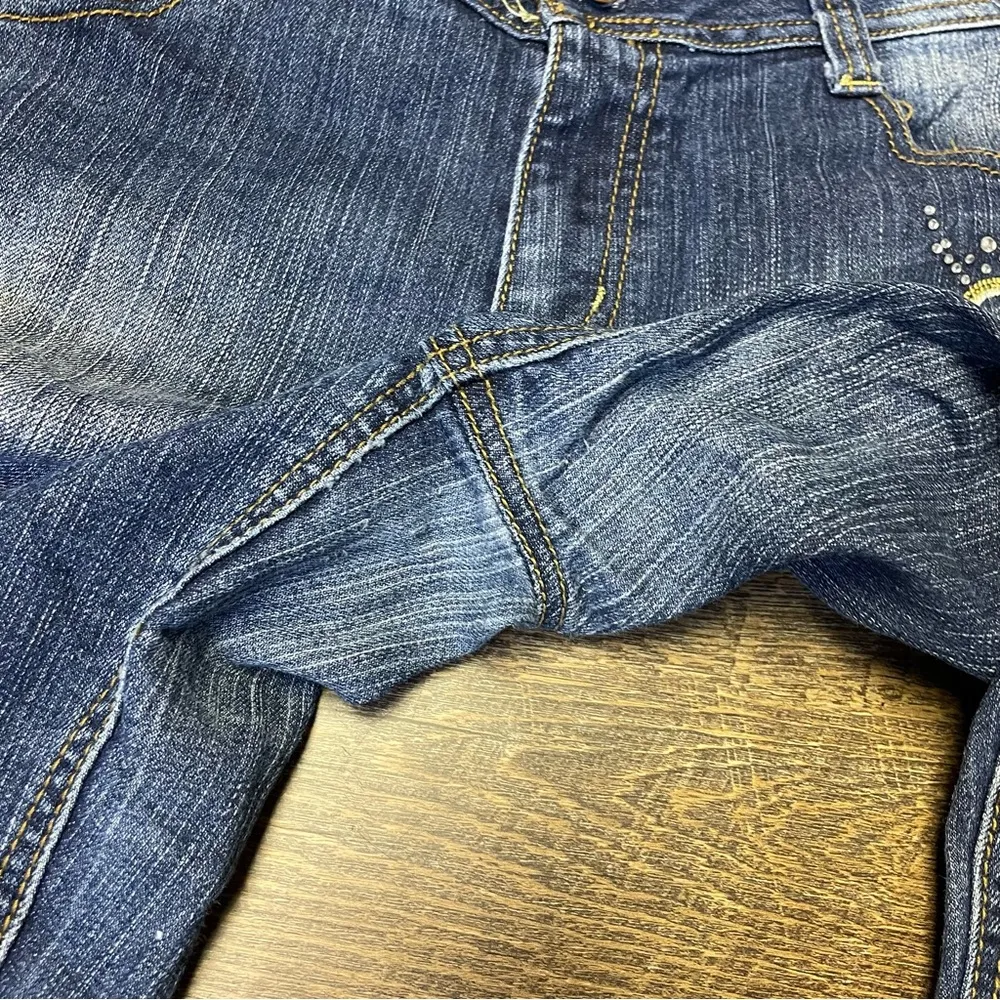 VINTAGE Southpole Jeans Juniors 11 Blue Bootcut Flare Embellished Spellout Y2K Size undefined - Image 8