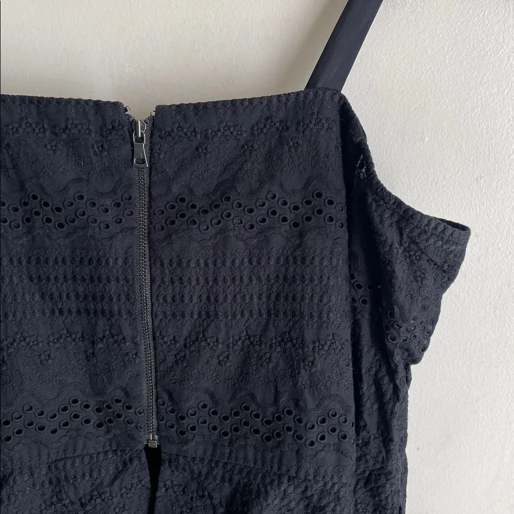 BCBGMaxAzria Cold-Shoulder Eyelet Lace-up Top Black - Image 10