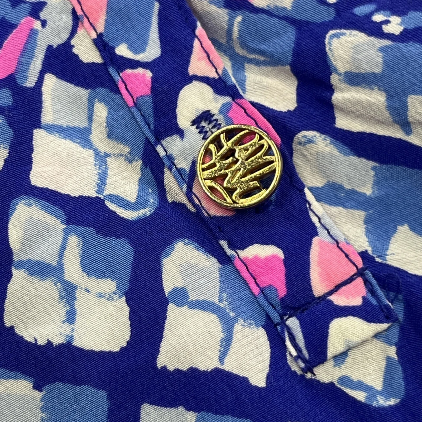 Lilly Pulitzer Elsa Silk Top in Pop Up Toe In Print Blue Pink Pineapple Sz XXS - Image 7