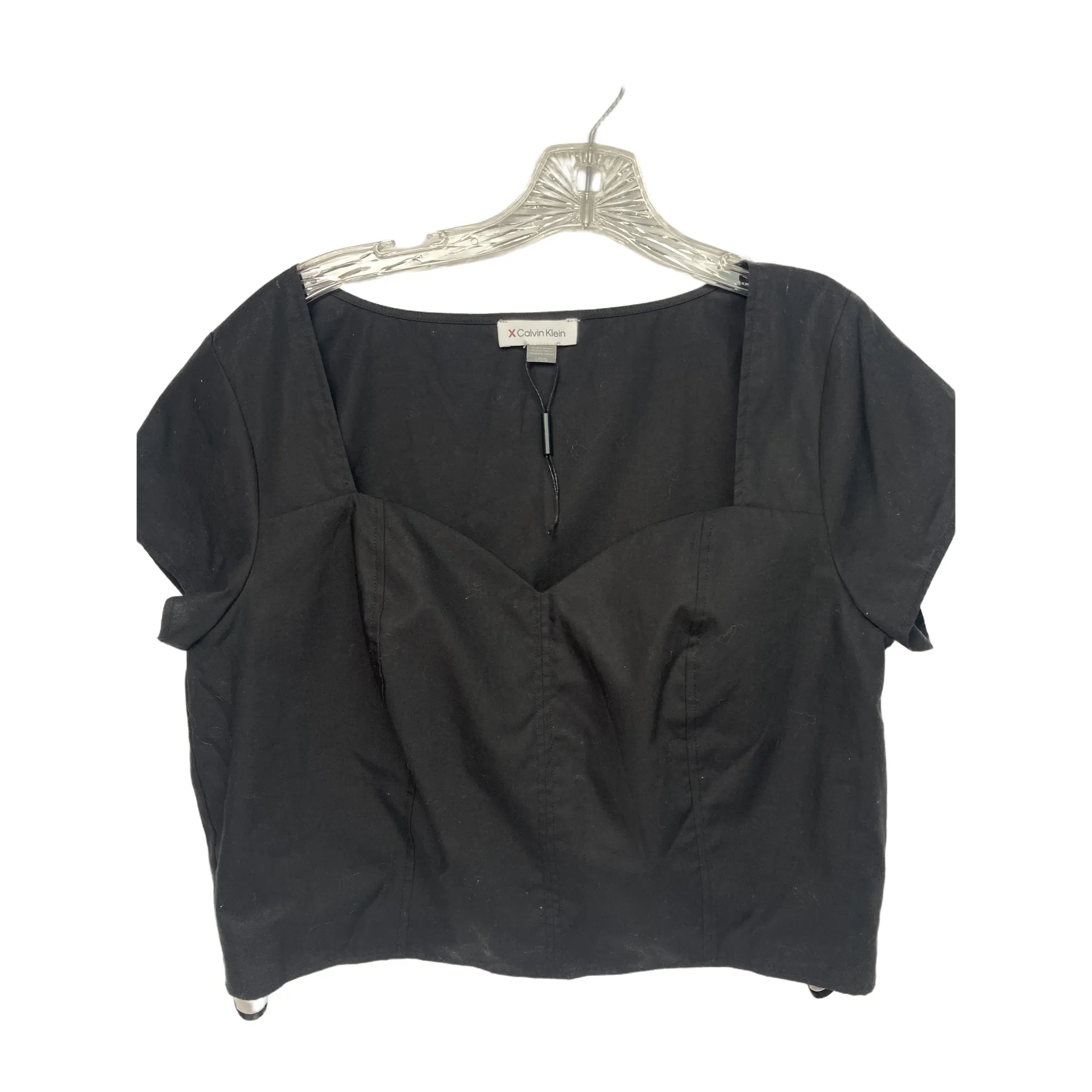 Calvin‎ Klein Womens Black Pullover Cap Sleeve Cropped Top L - Image 3