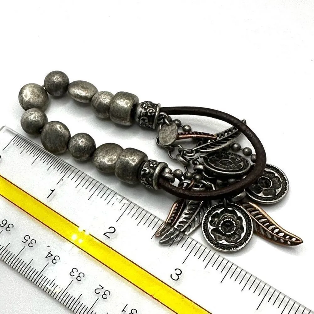 Nine West vintage america silver and copper tone leaf circle charm bracelet - Image 8