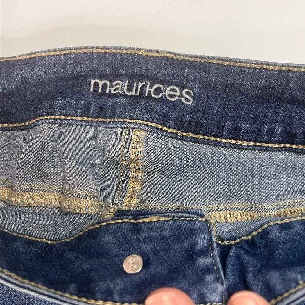 Maurice's Distressed‎ Jeggings Folder Hem Stretchy Women's Size Medium - Image 6