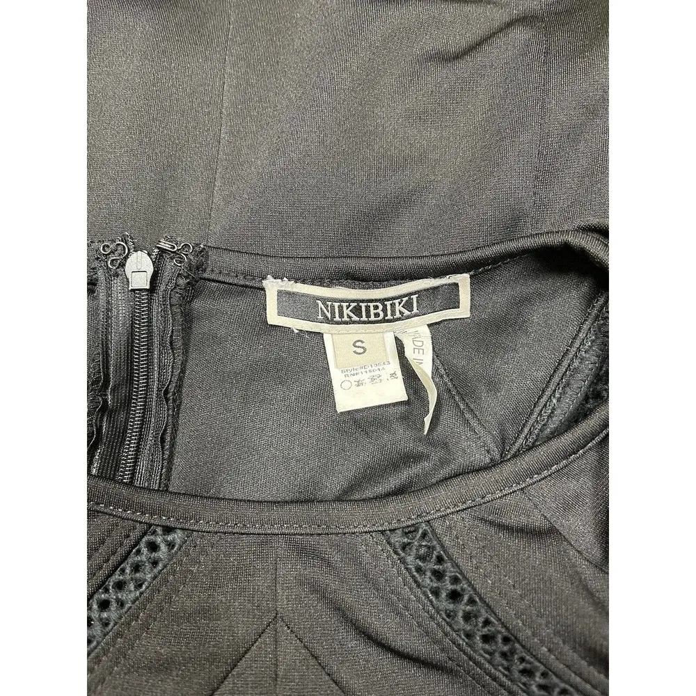 Nikibiki Womens Small Career Dress Sheath Sleeveless Round Neck LBD Black - Image 8