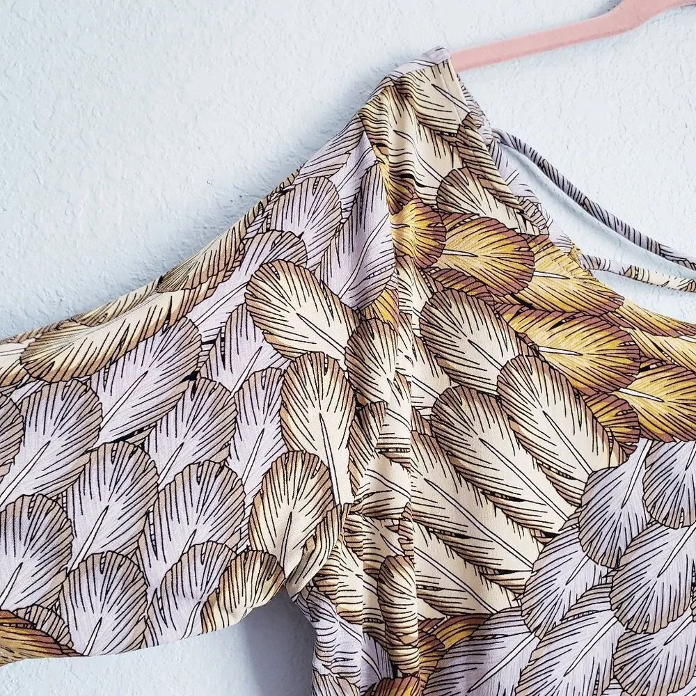 Gypsy Mara Hoffman Multicolor Feather Drape Front Blouse - Image 3