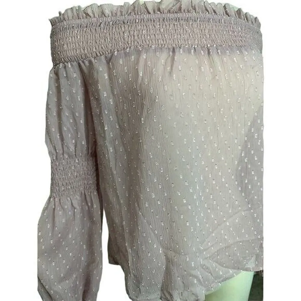 L'Agence Mona Mauve Pink Silk Off The Shoulder Sheer Y2K Girly Blouse NWT XS - Image 2