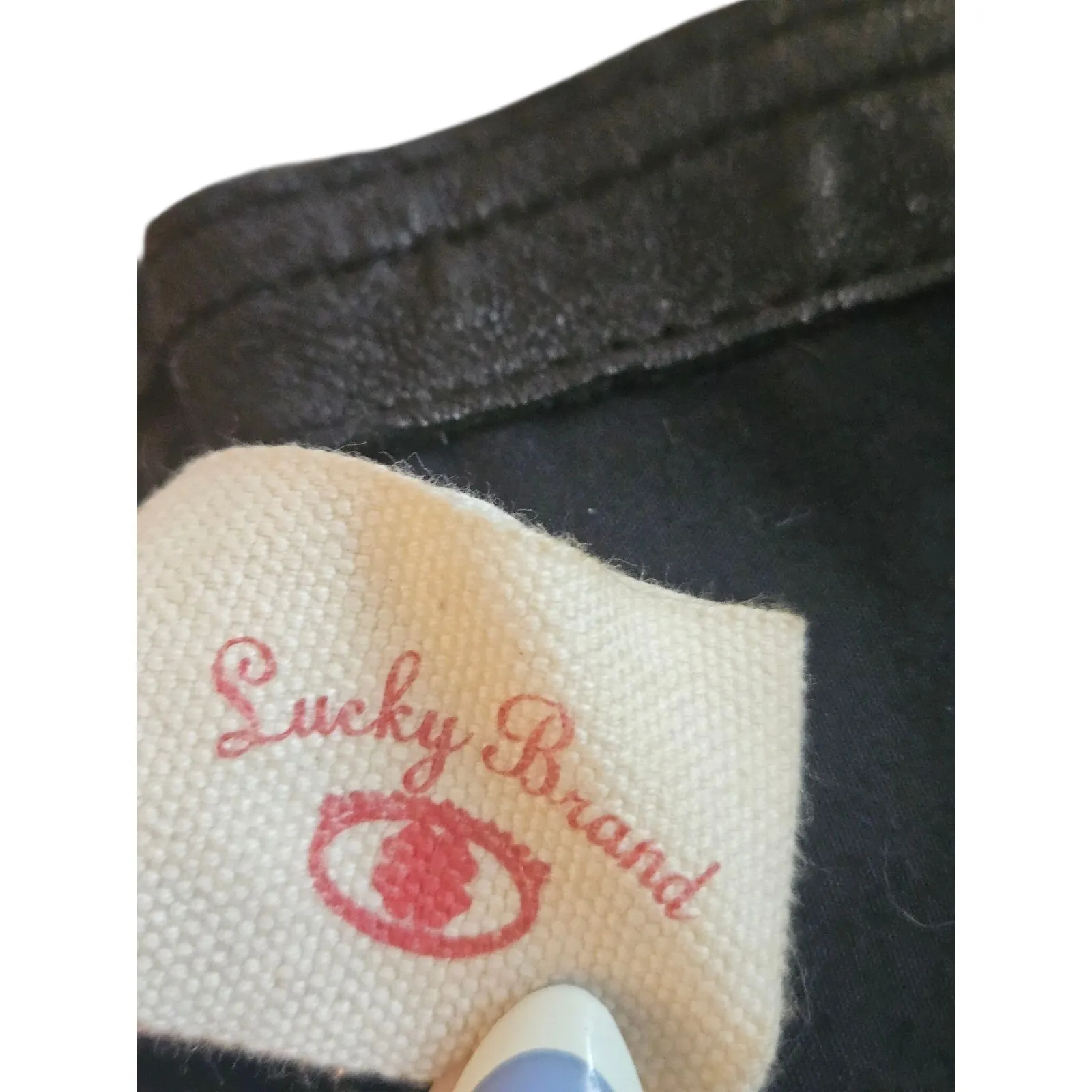 Lucky‎ Brand Black Leather Tote Shoulder Bag Purse Zipper Accent - Image 3