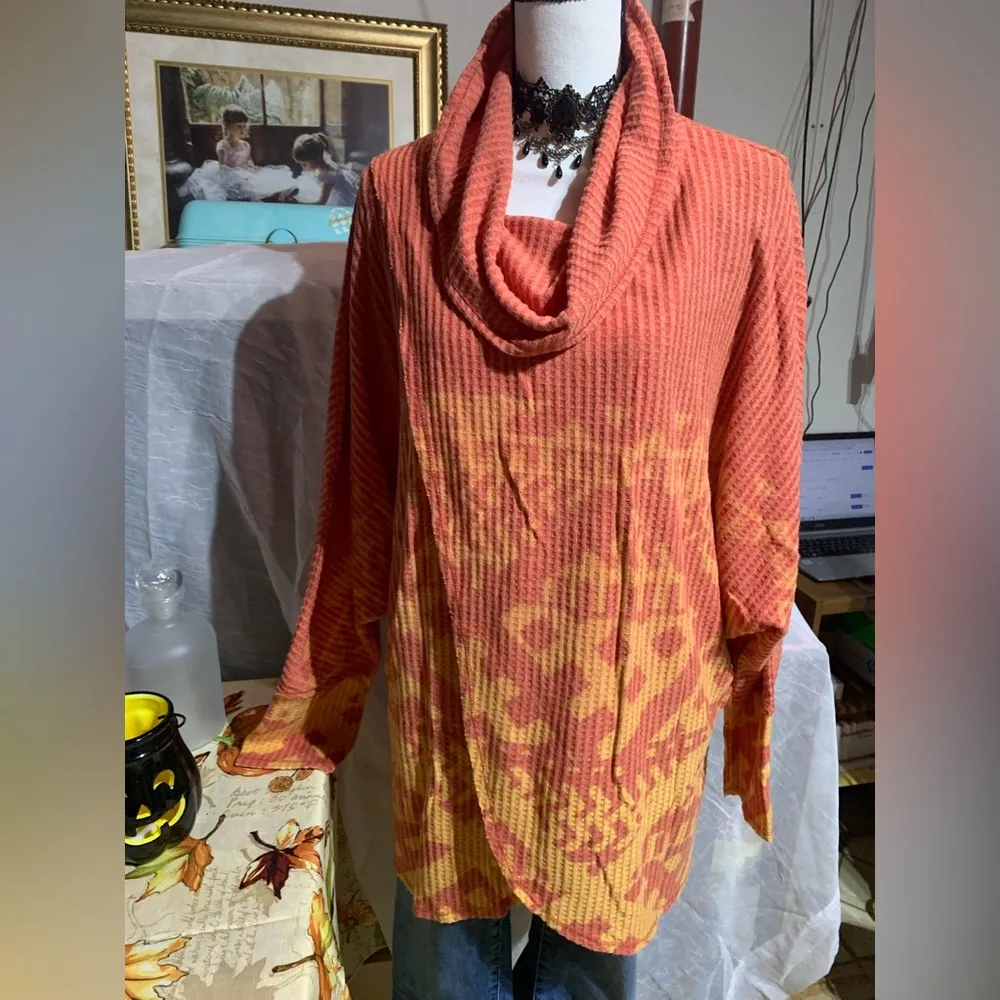 LuLaRoe  Kristen Coral Orange Cowl Neck Pullover - Image 2