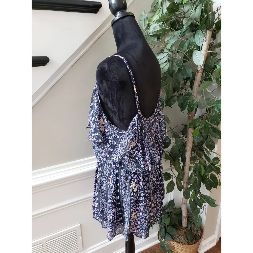 Paige Tank Dress Women's Large Multi Floral Ruffled Trim Tiered Adjustable Strap - Image 14