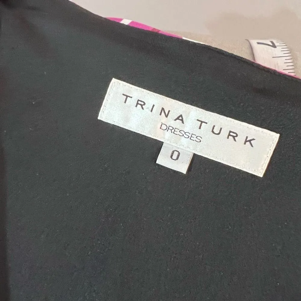 Trina Turk 3/4 sleeve geometric print shift dress size 0 - Image 7