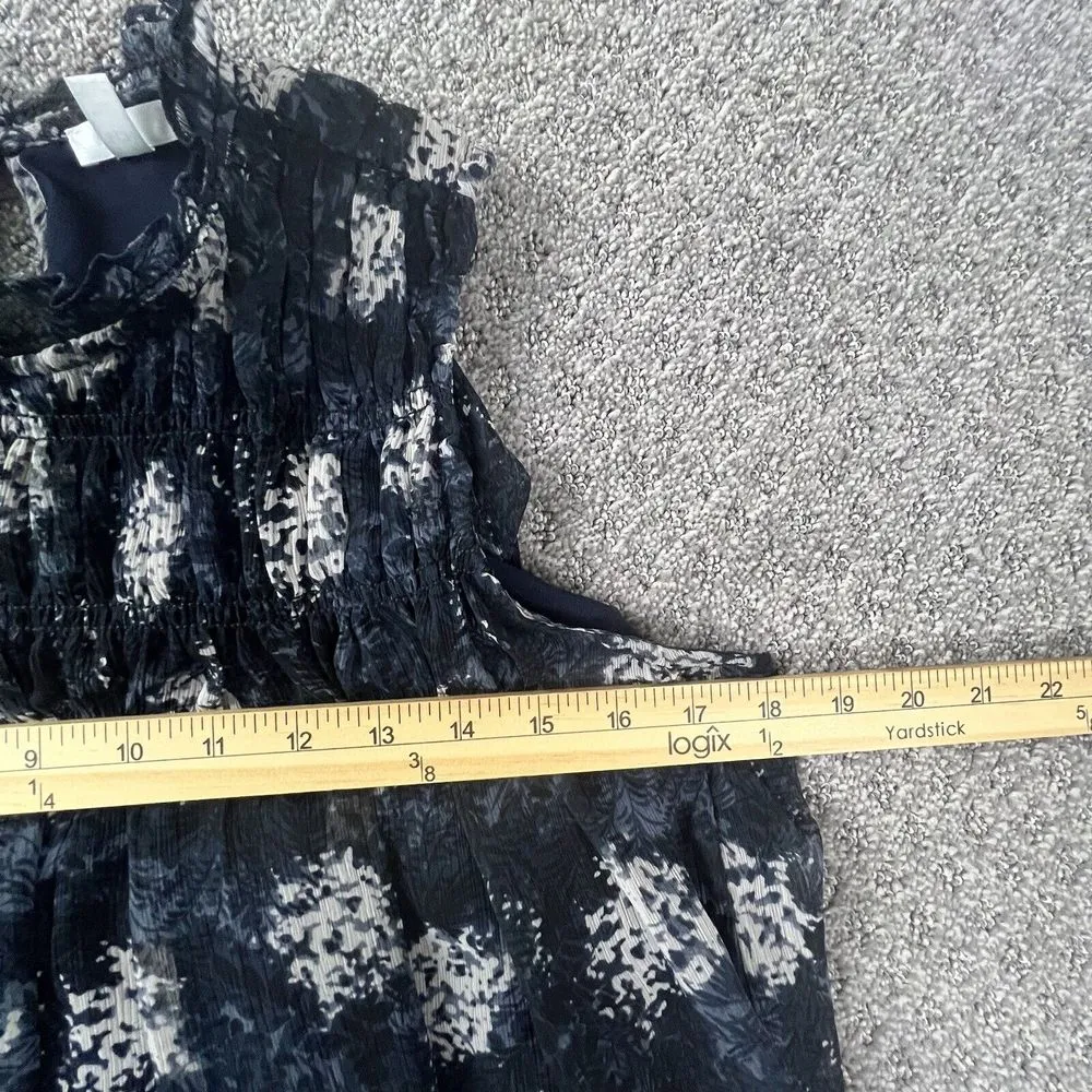 Joie Navy Baltic‎ Print Mini Shift Dress Small Flowy Keyhole Back - Image 13