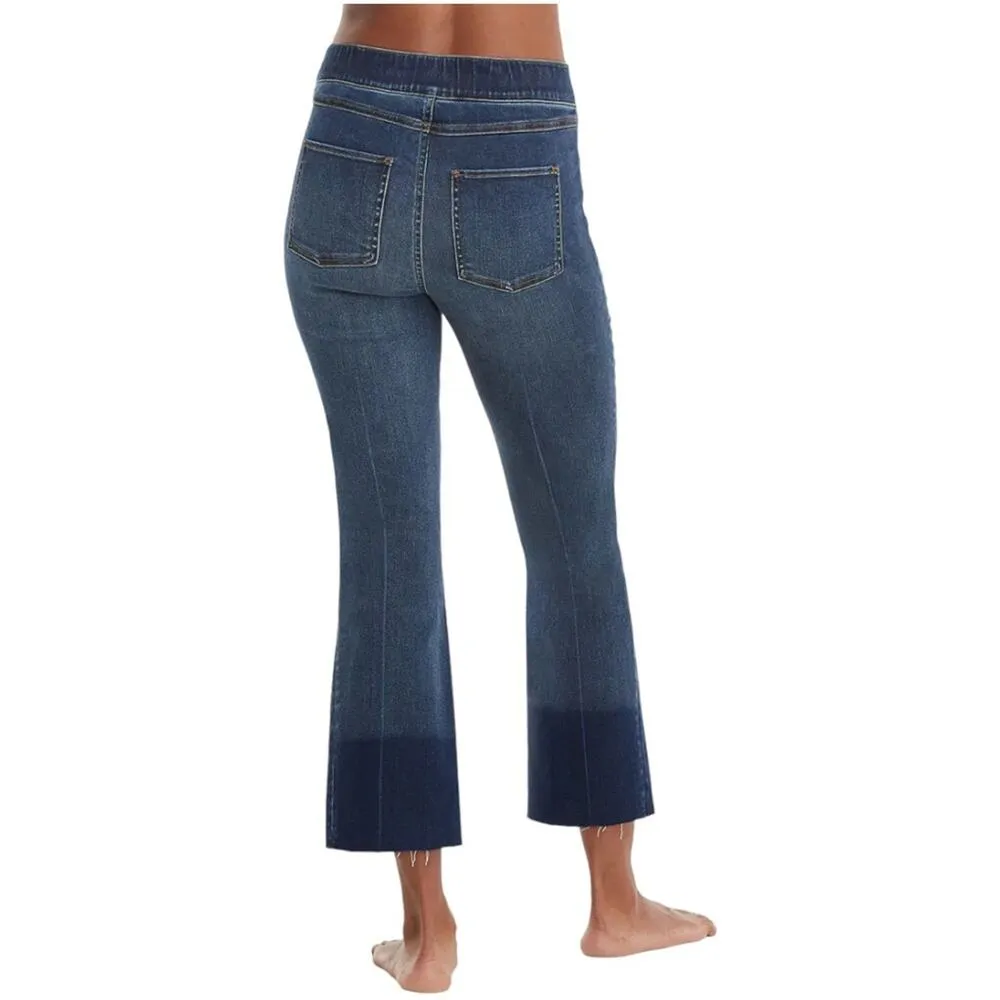 Spanx Cropped Two Tone Denim Flare Jeans Small EUC - Image 4
