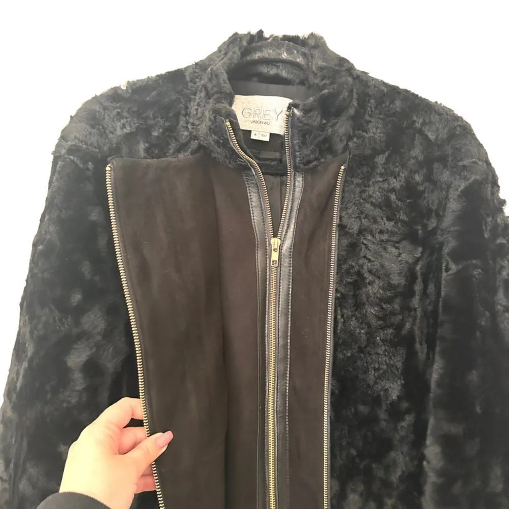 GREY JASON WU Shearling Leather Jacket NWOT Sz 4‎ - Image 2