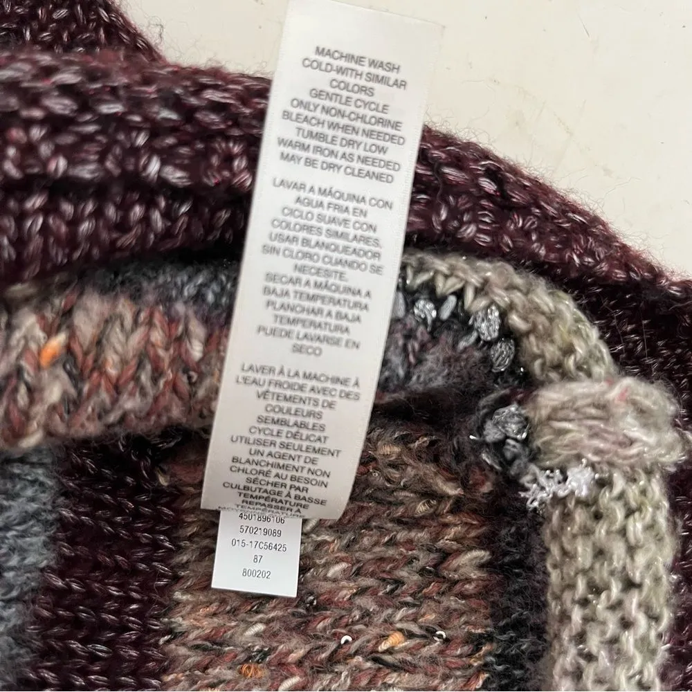 CHICOS Striped Sweater Scarf Set Pullover Sparkle Stripe Earth Tones Size 1 MED - Image 9