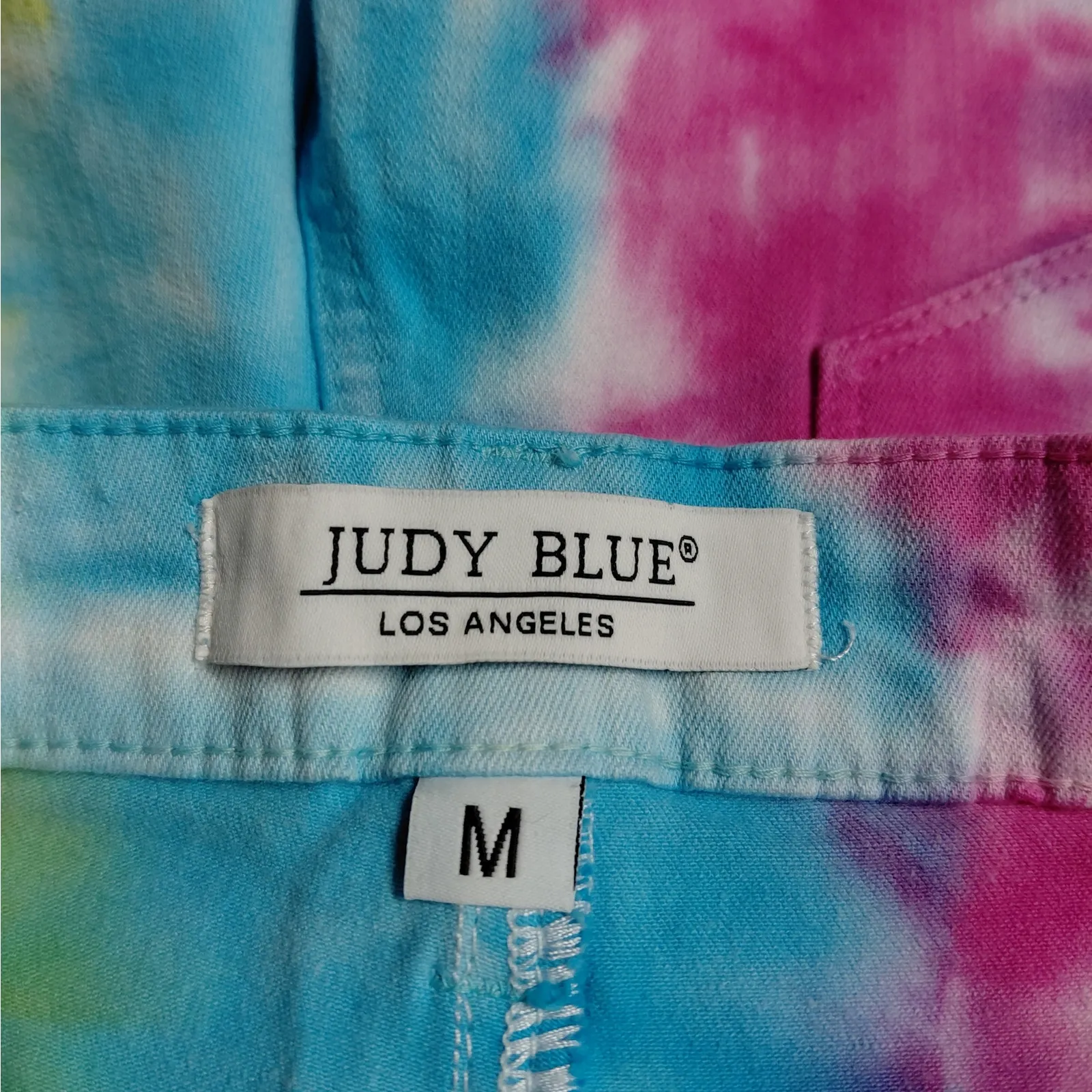 Judy Blue Snow Cone Tie Dye Denim Shorts Women Medium Cut Off High Waist Casual - Image 7