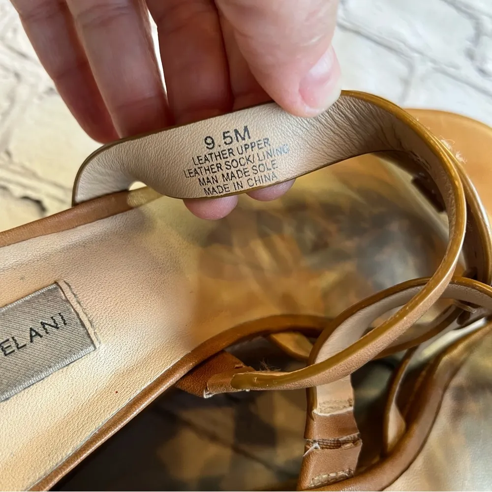 Antonio Melani Quinnlynn Women's 9.5 Tan Leather Platform Cork Wedge  Sandals - Image 8