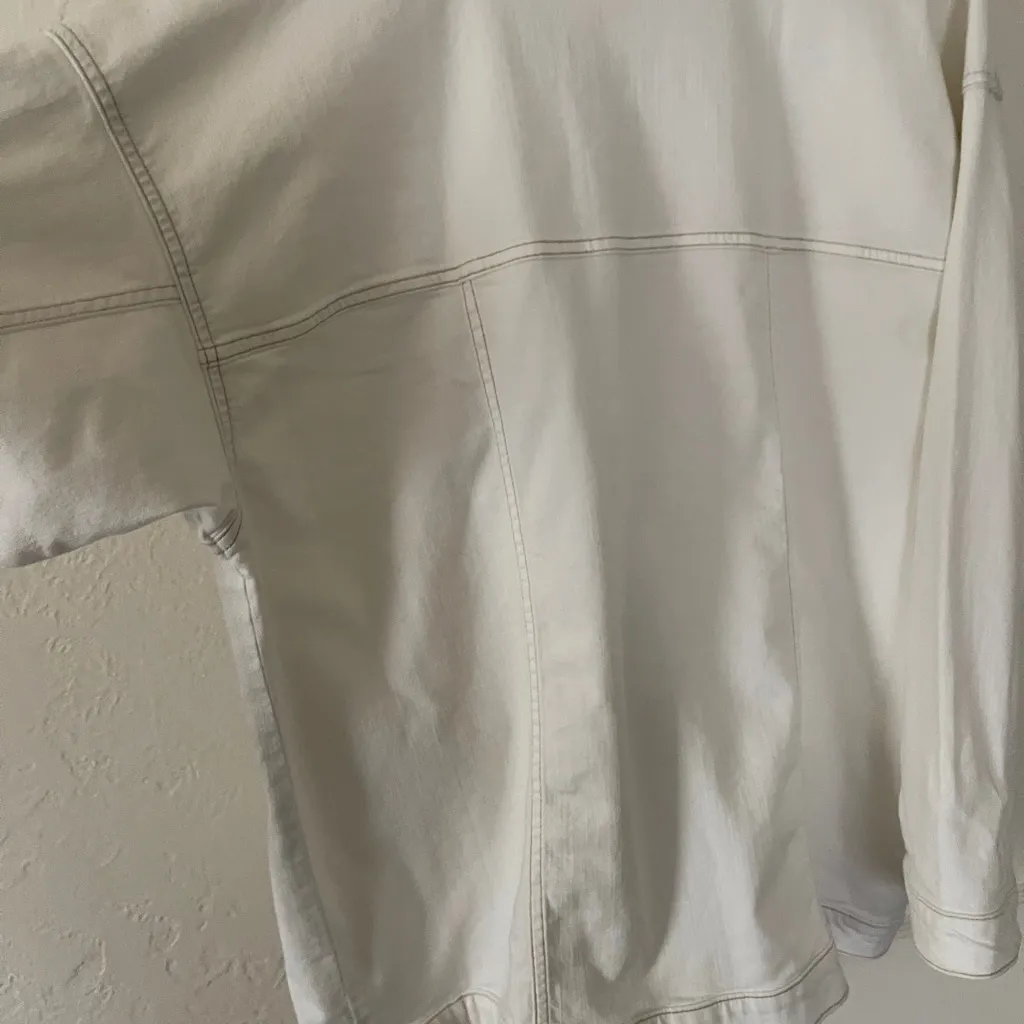 New Eileen Fisher Undyed Organic Cotton Stretch Classic Collar Jean Jacket Sz L - Image 10