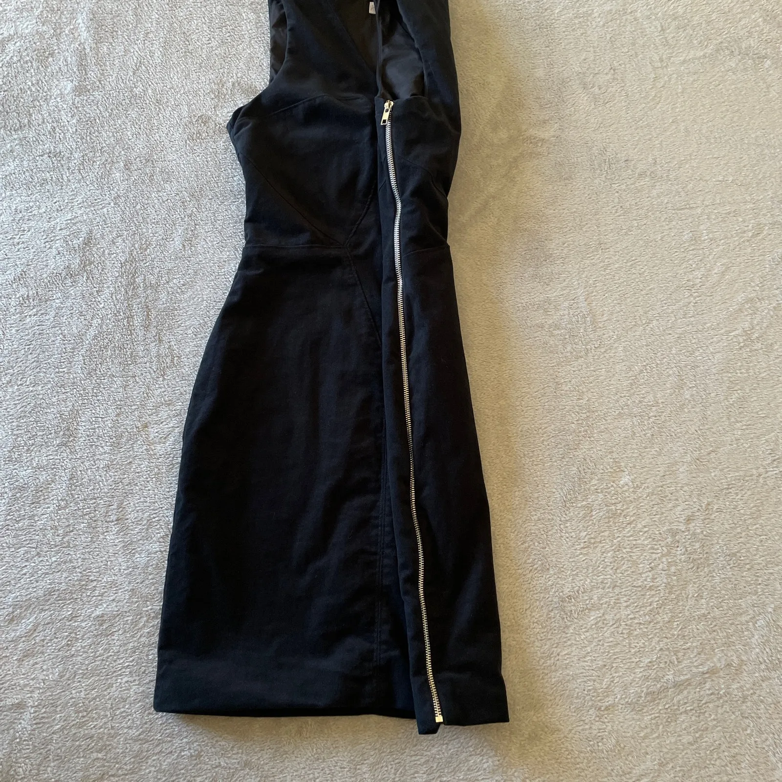 Helmut Lang Dress Womens 4 Black Velveteen Full Size Zip LBD Cocktail Evening - Image 6