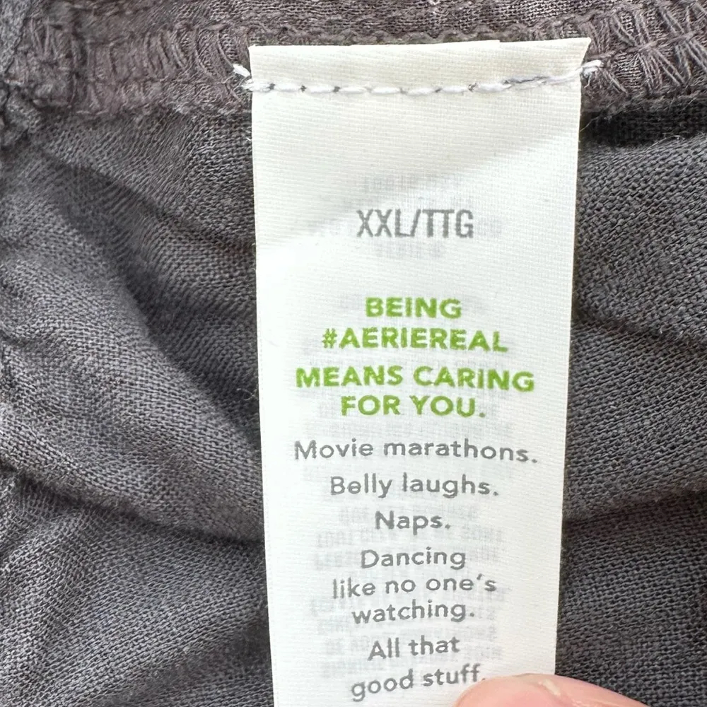 NWT Aerie Pool-to-Party Linen Blend High Waist Wide Leg Trouser Smoked Grey XXL - Image 11