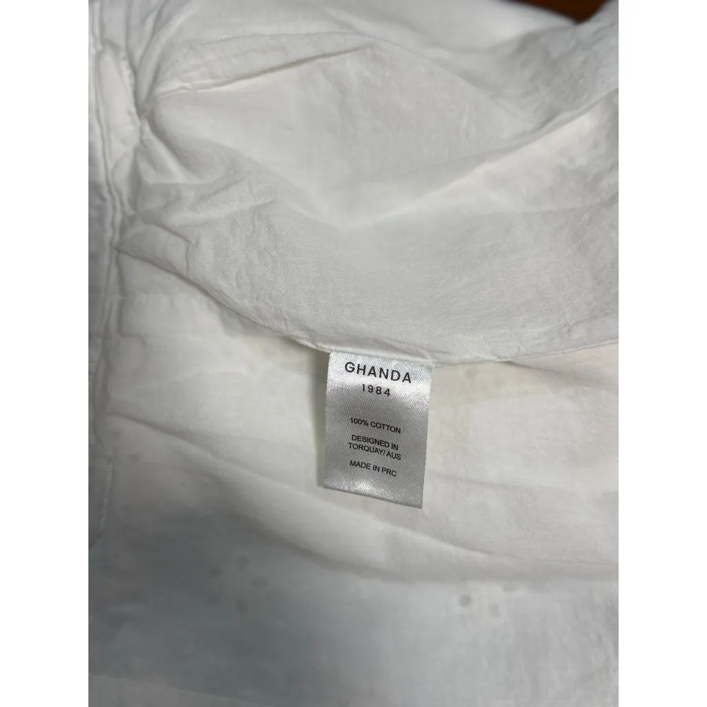 Vintage Ghanda Womens Eyelet Embroidered 100% Cotton White Shorts Size M Comfy Size M - Image 13