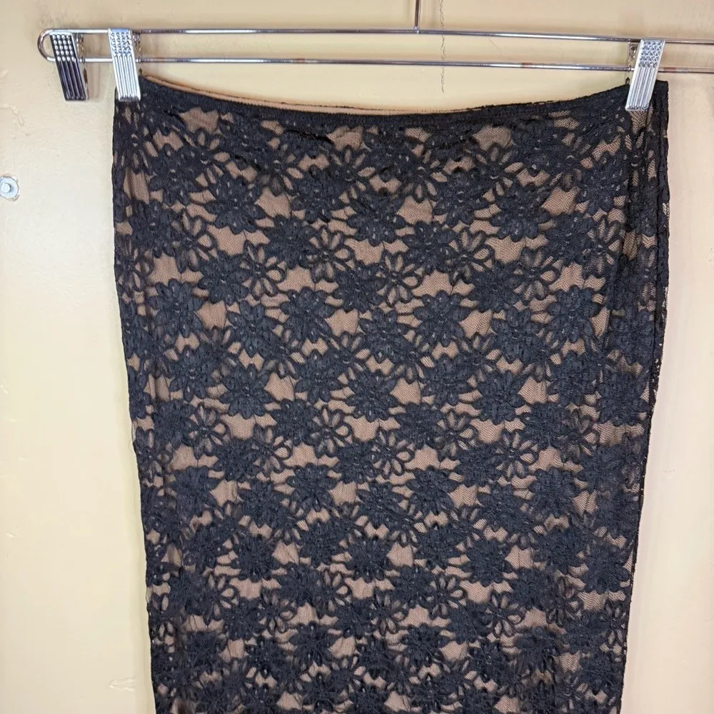 Meshki ELSKA Lace Maxi Skirt Size XL Pull On Formal Wear Black Lined Comfy - Image 4