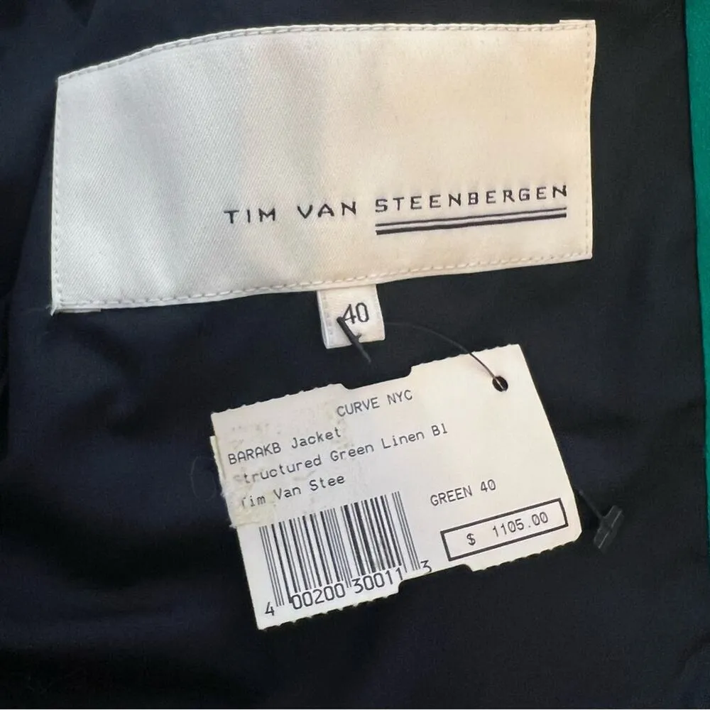 NWT Tim Van Steenbergen BARAKB Jacket linen silk green black sz 40 - Image 7