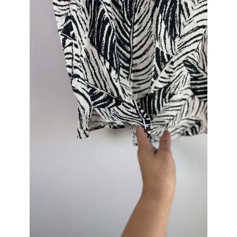 Nicole Miller 100% Linen Black Palm Print Top Size 1X Tropical Coastal Lagenlook - Image 7