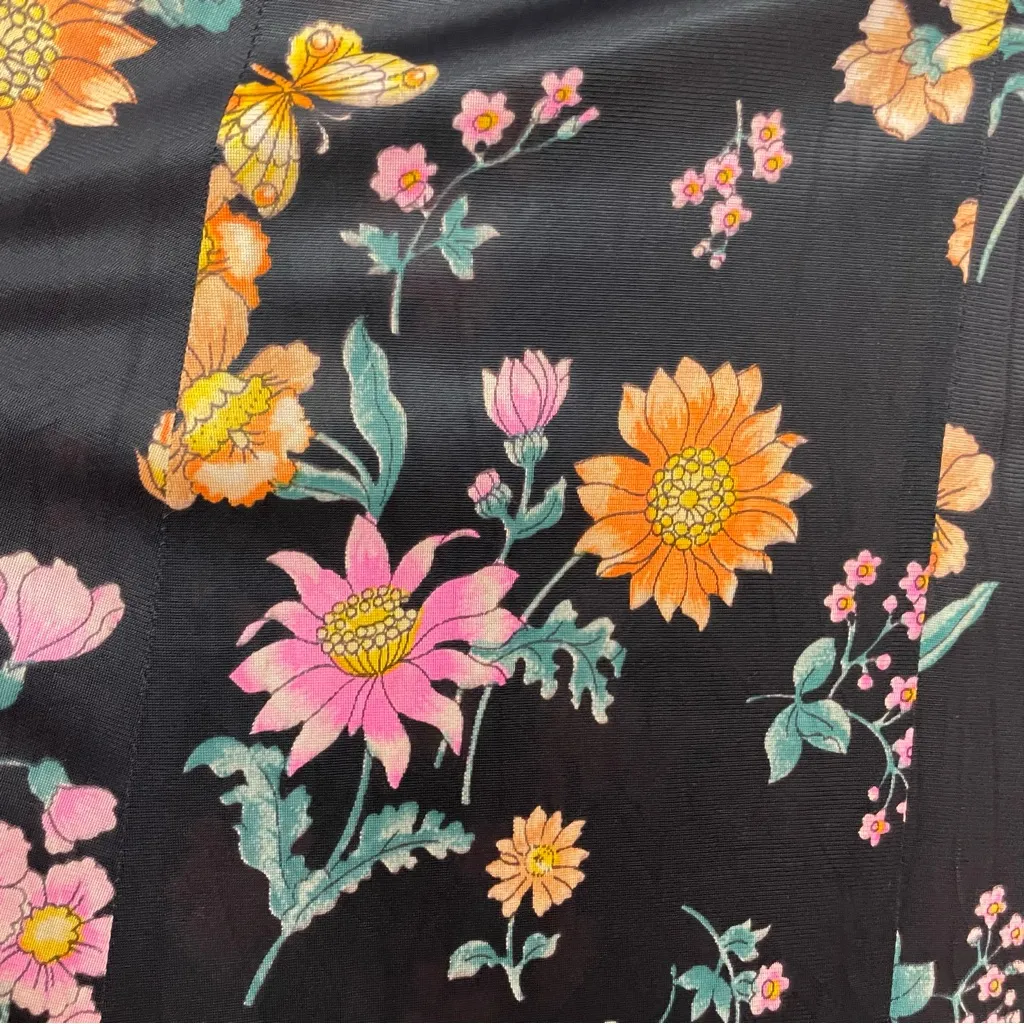 Vintage 1970s Maxi Dress FLAWS Wounded Bird Black Long Sleeve Retro Women Smock Size undefined - Image 14