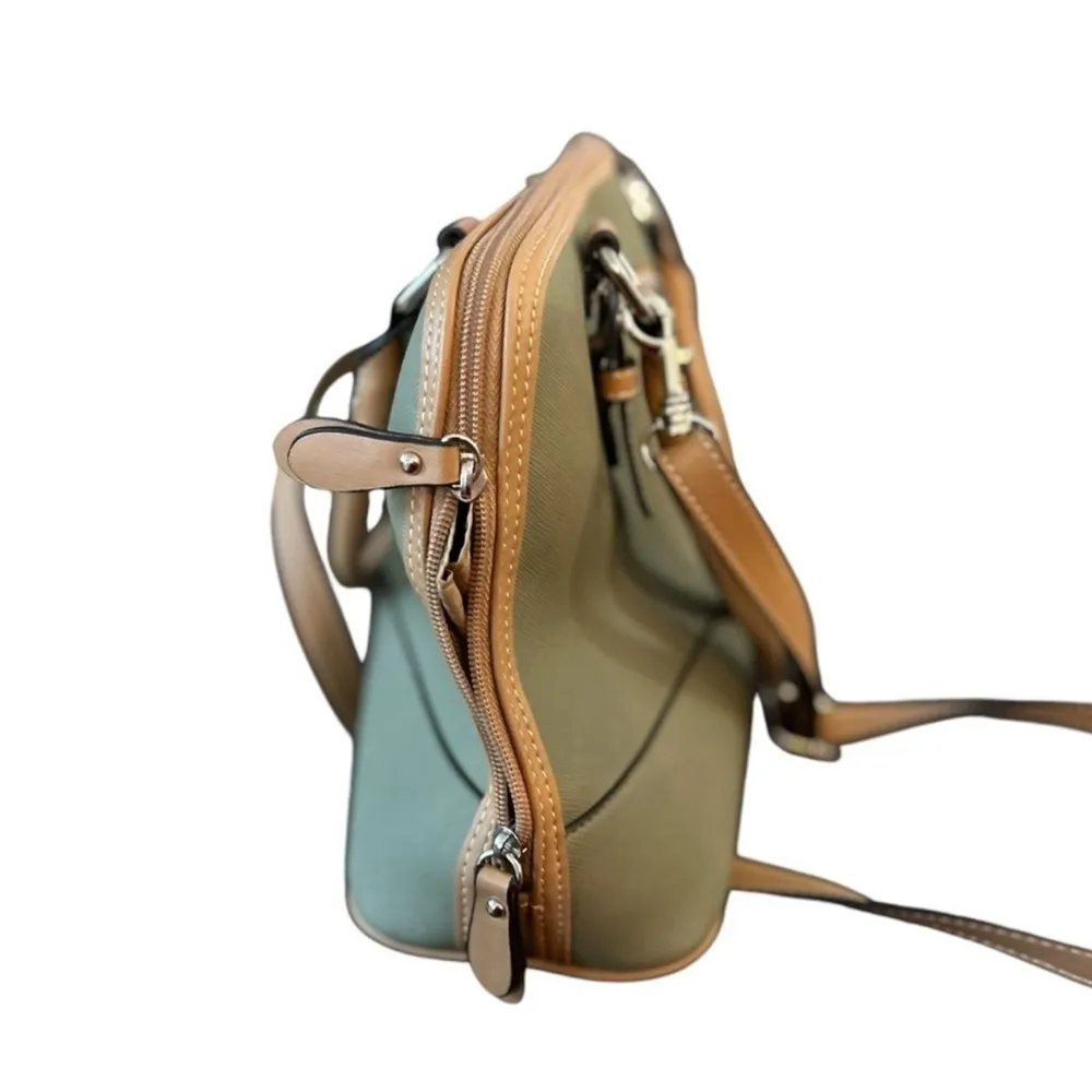 Giani Bernini Olive Green‎ Dome Satchel Bag with Tan Accents Medium - Image 4