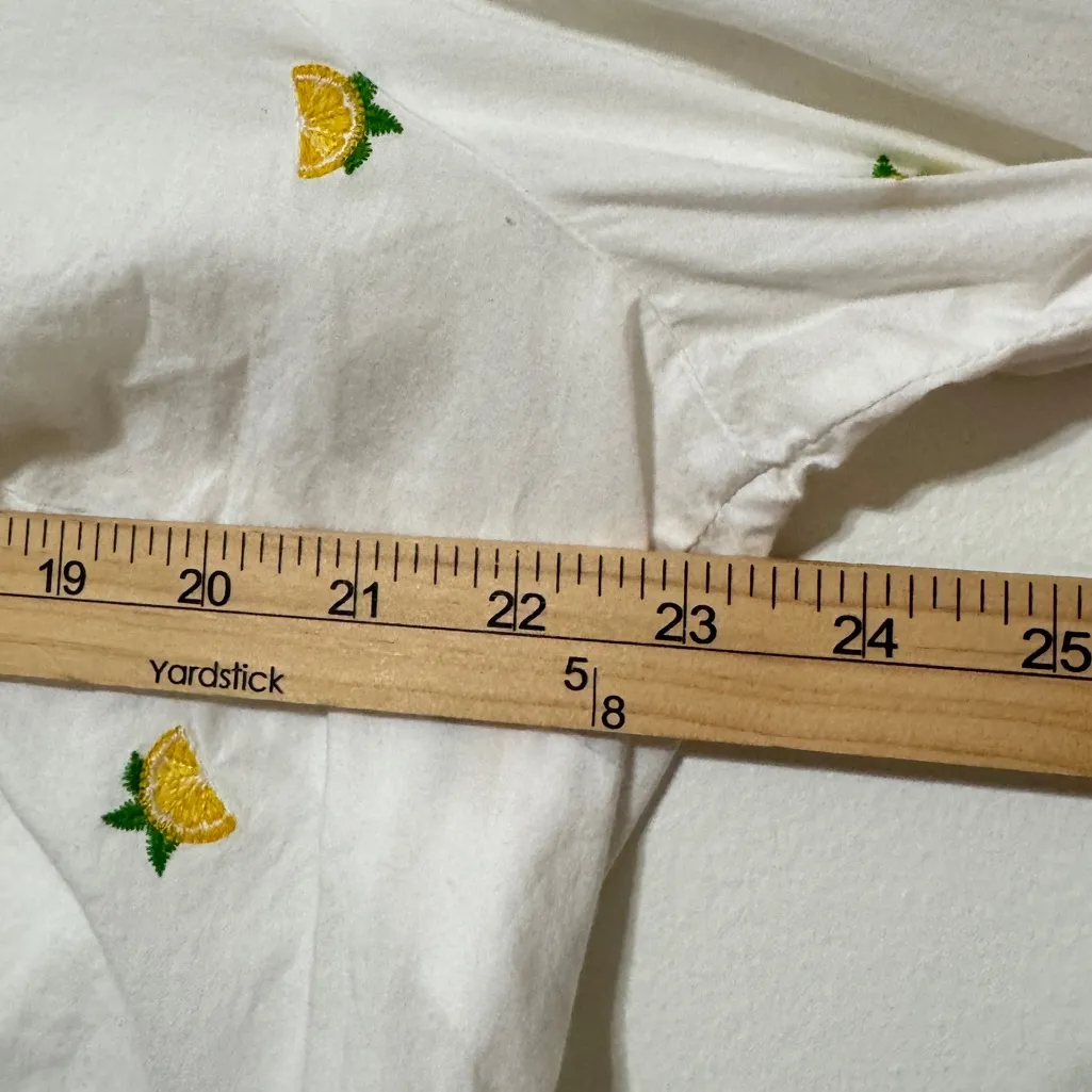 Talbots Classic Cotton Button Down with Embroidered Lemons 1X - Image 8