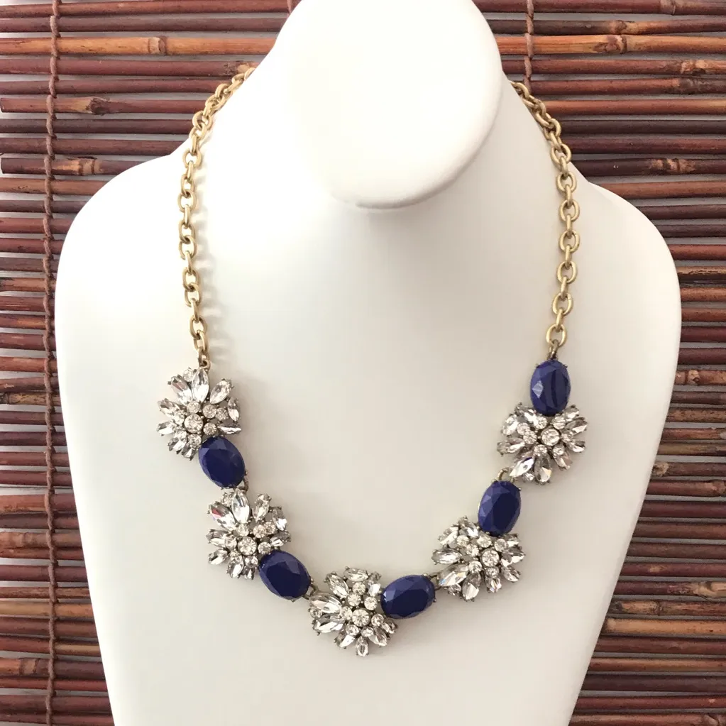 J.  Crew Blue & Rhinestone Glamour Necklace - Image 2
