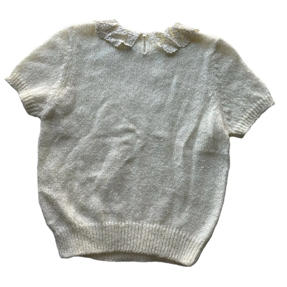 Koret Career Pullover Sweater Lace Collar Ivory Cream Size Large Vintage NWT - Image 8