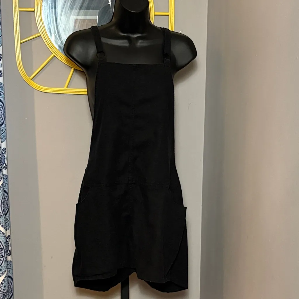 Torrid 1 Black 1X Linen Blend Shorts Overalls Jumpsuit Shortall - Image 2