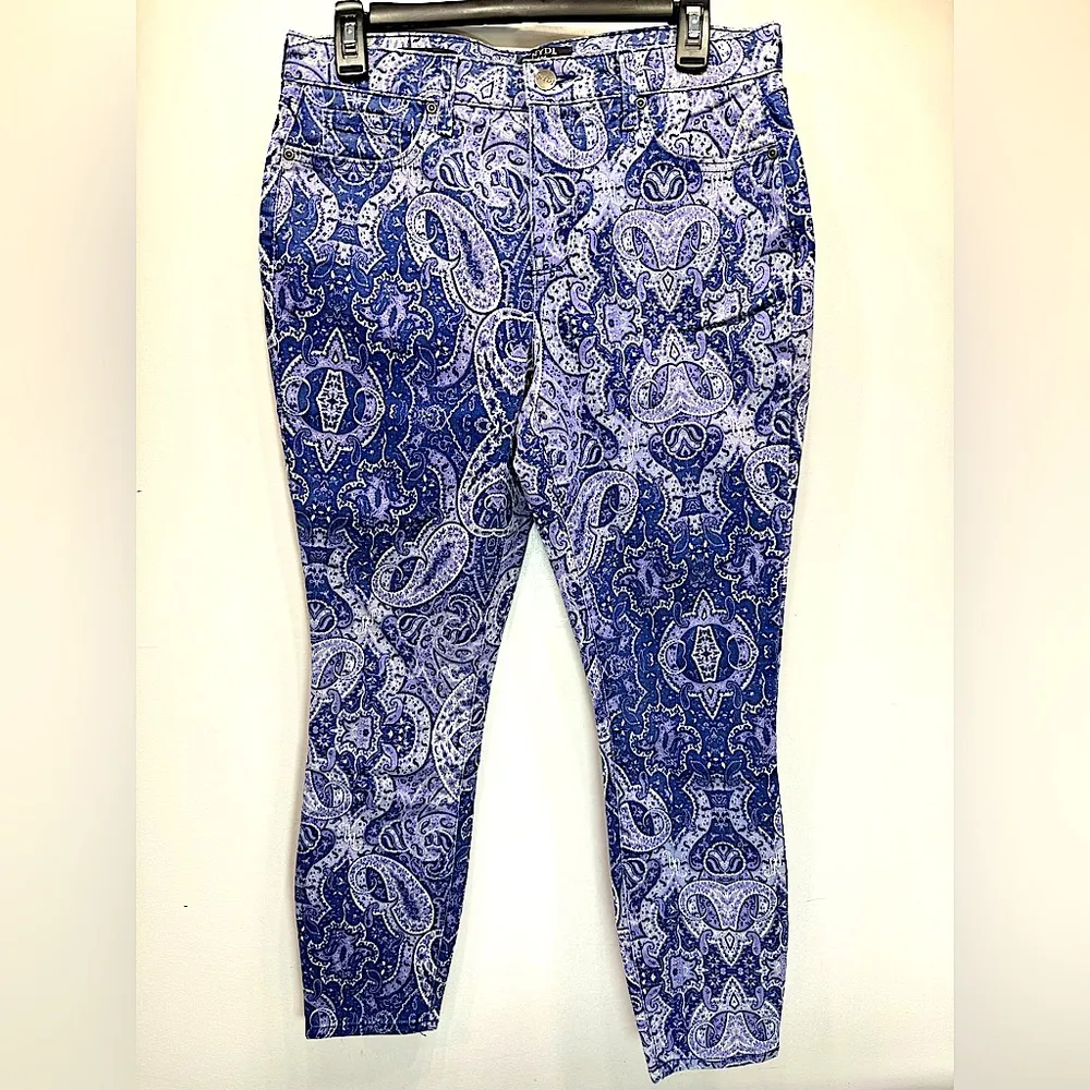 Chico’s x NYDJ Blue Paisley Skinny Ankle Jeans with LiftxTuck Technology - Image 2