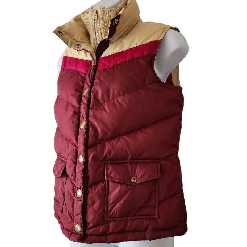 Vintage Old Navy Burgundy Down Puffer Vest Women’s Size Small - Image 5