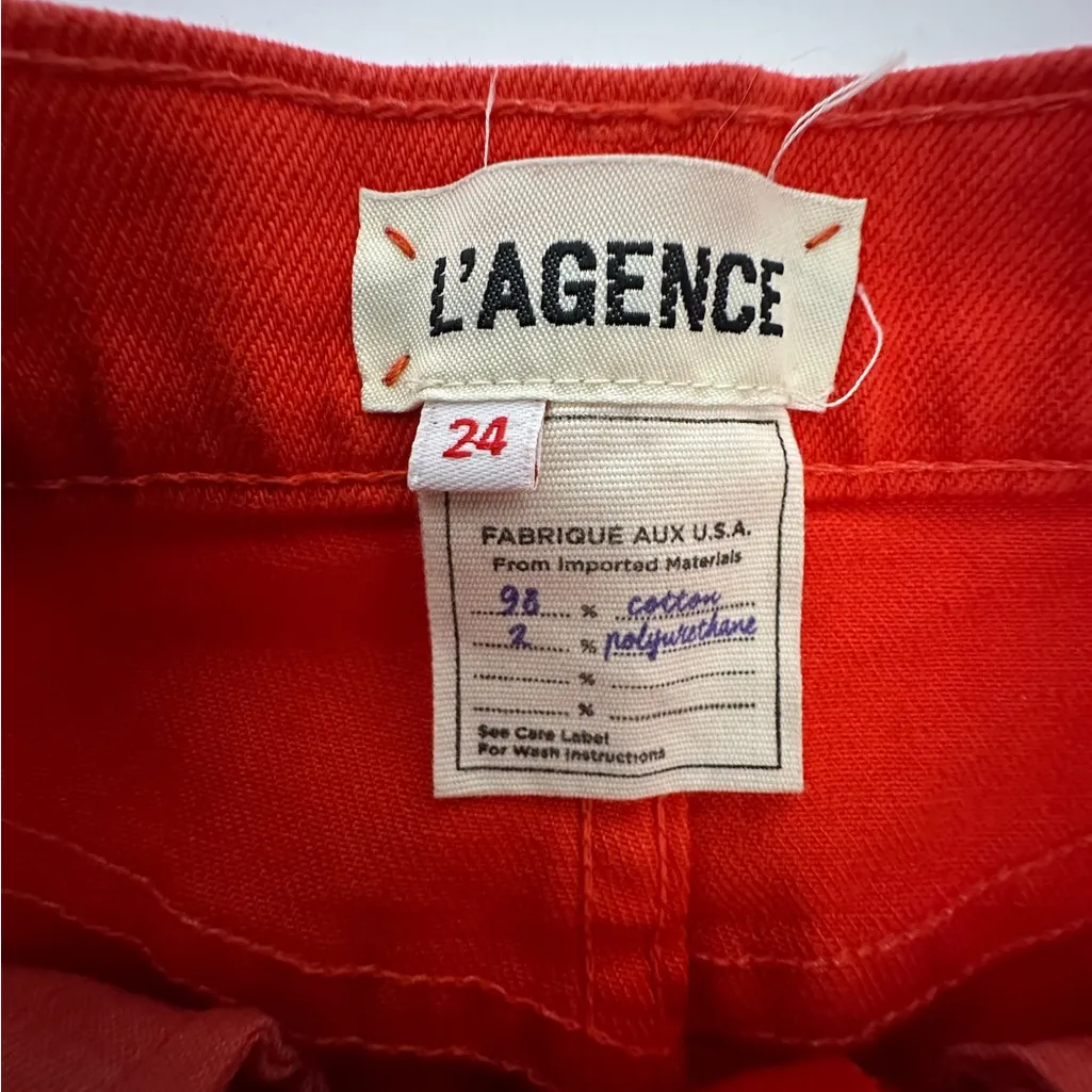 L’AGENCE Ryland Short in Red Frayed Hem Denim Shorts Size 24 Made for Revolve - Image 10