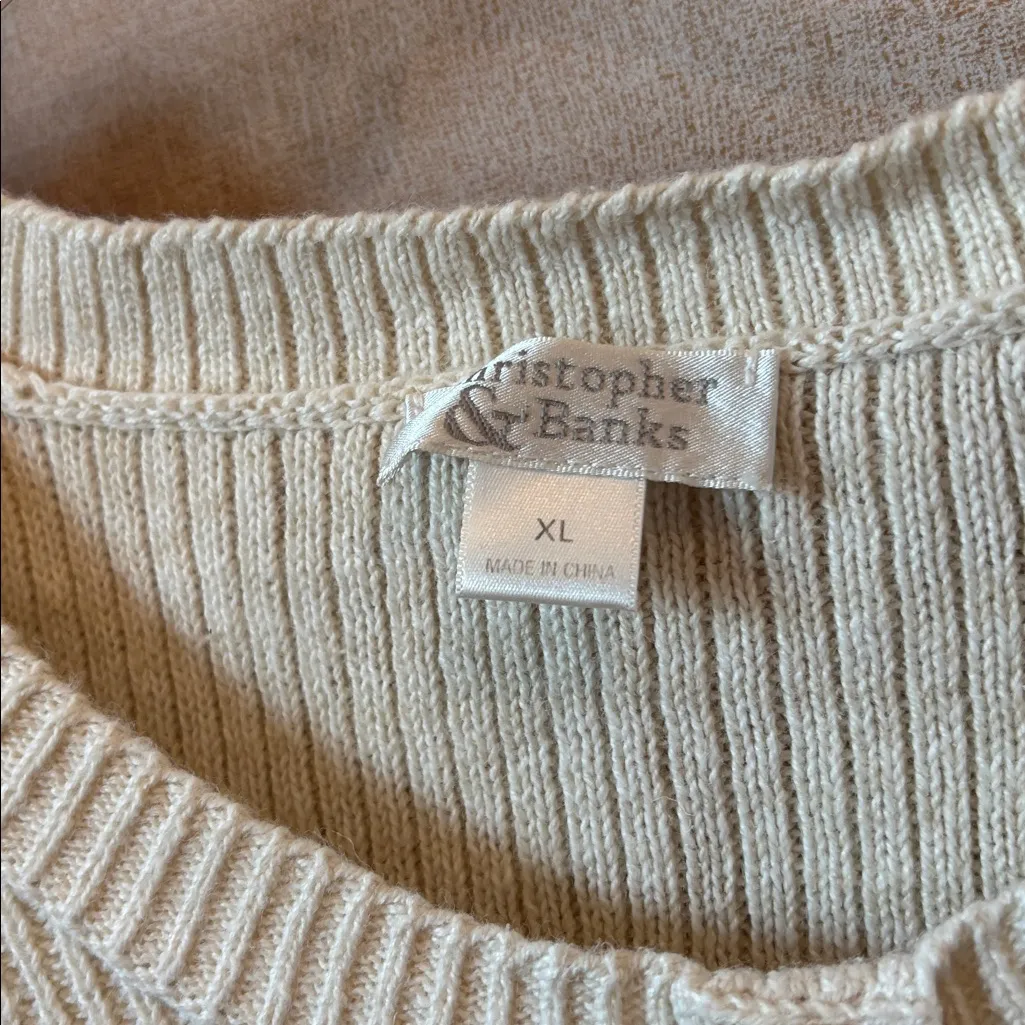 Christopher & Banks  Cream multi pattern Knit Top xl - Image 4