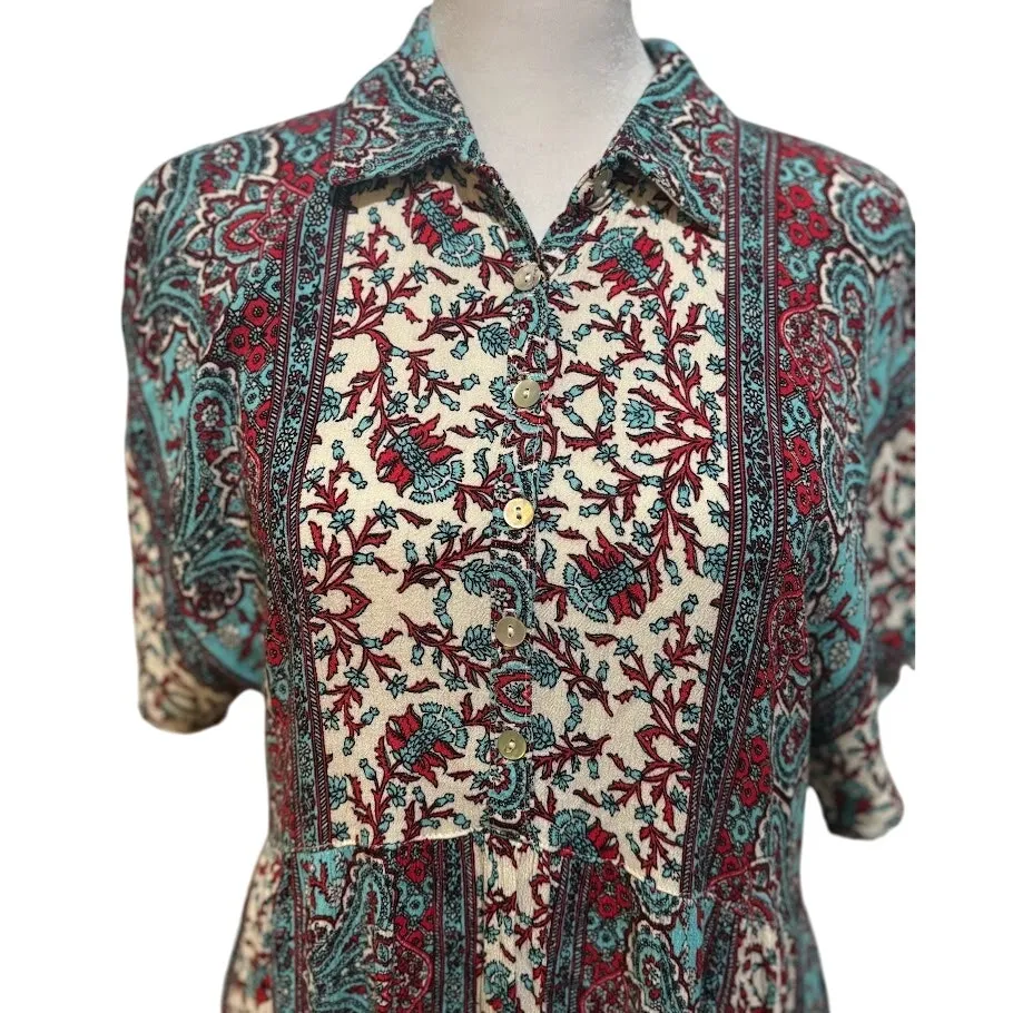 Anthropologie Uncle Frank Floral Frayed Hem Shirt Dress Size Small - Image 3