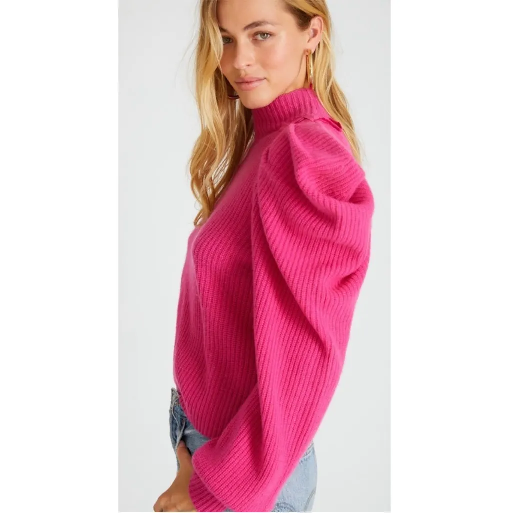 LoveShackFancy 100% Cashmere Potter Pullover Puff
Sleeve Bow Detail Pink Sweater - Image 3
